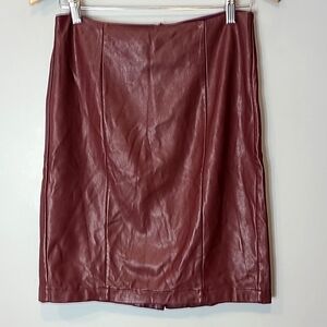 Paper Crown‎ Womens Faux Leather Merlot Burgundy Skirt Size 4 Luxury Fall